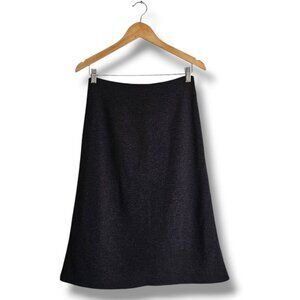 Eileen Fisher A-Line Skirt Size M Washable Wool Knit Dark Brown Classic Academia